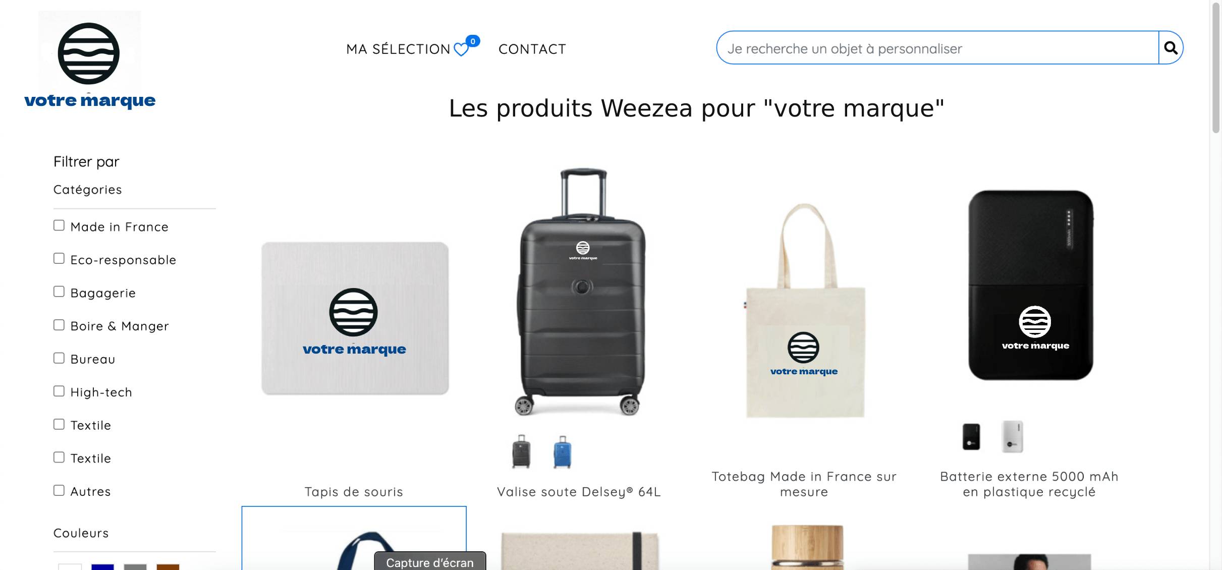 Plateforme de Goodies personnalisée